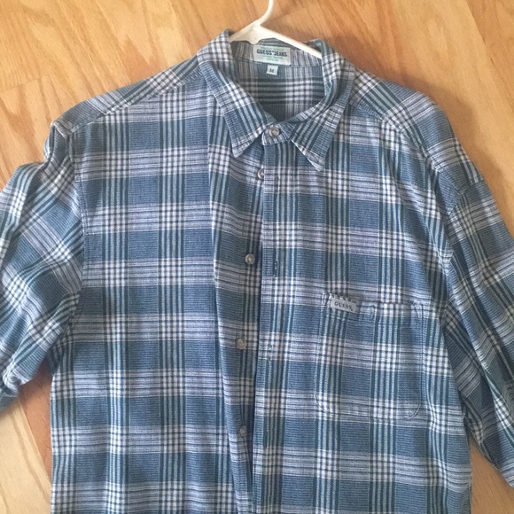 Guess jeans green plaid shirt - Picture 2 of 3